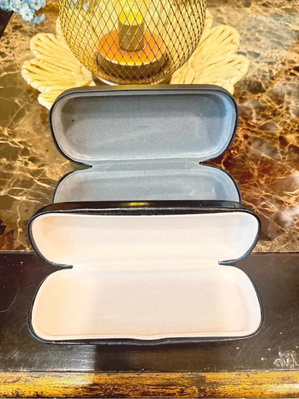 Two Black Eyeglass Cases - Sleek Hard Shell and Leather Finish